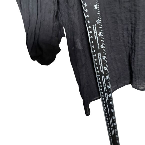 Marc Jacobs Women's Medium Black Button Up Puff Sleeve Collared Sheer Top - Picture 7 of 10